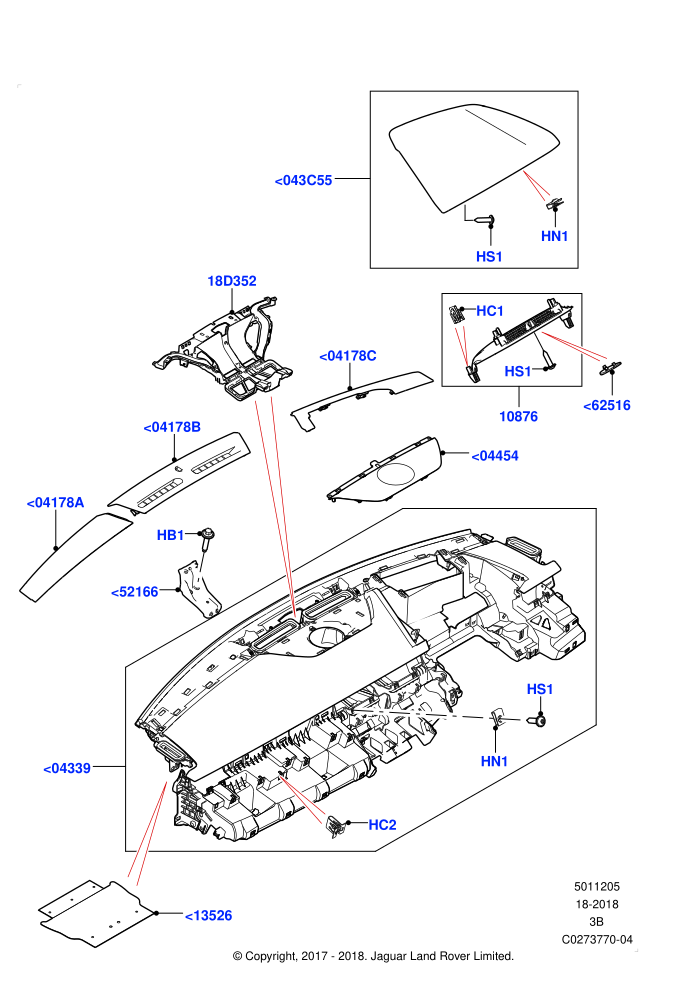 Instrument Panel (Less Head Up Display)(External Components,Upper)