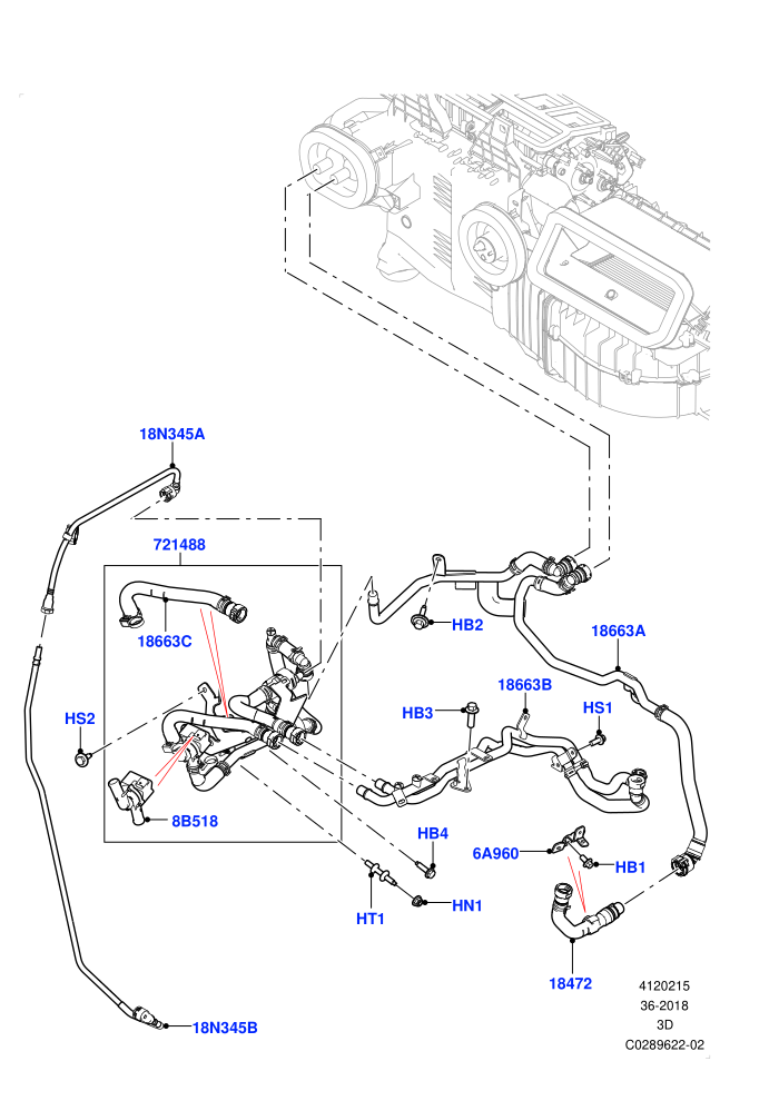 Heater Hoses (2.0L I4 High DOHC AJ200 Petrol,Less Heater,With Air Conditioning - Front/Rear,With Front Comfort Air Con (IHKA),With Manual Air Conditioning,With Ptc Heater)(Nitra Plant Build)((V)FROMK2000001)