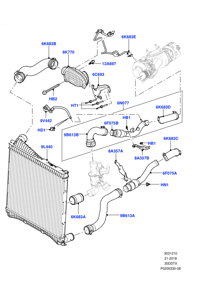 Intercooler/Air Ducts And Hoses (3.0 V6 Diesel)((V)FROMAA000001)