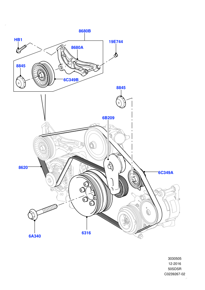 Pulleys And Drive Belts (5.0L OHC SGDI SC V8 Petrol - AJ133)(Primary Drive)((V)TOHA999999)