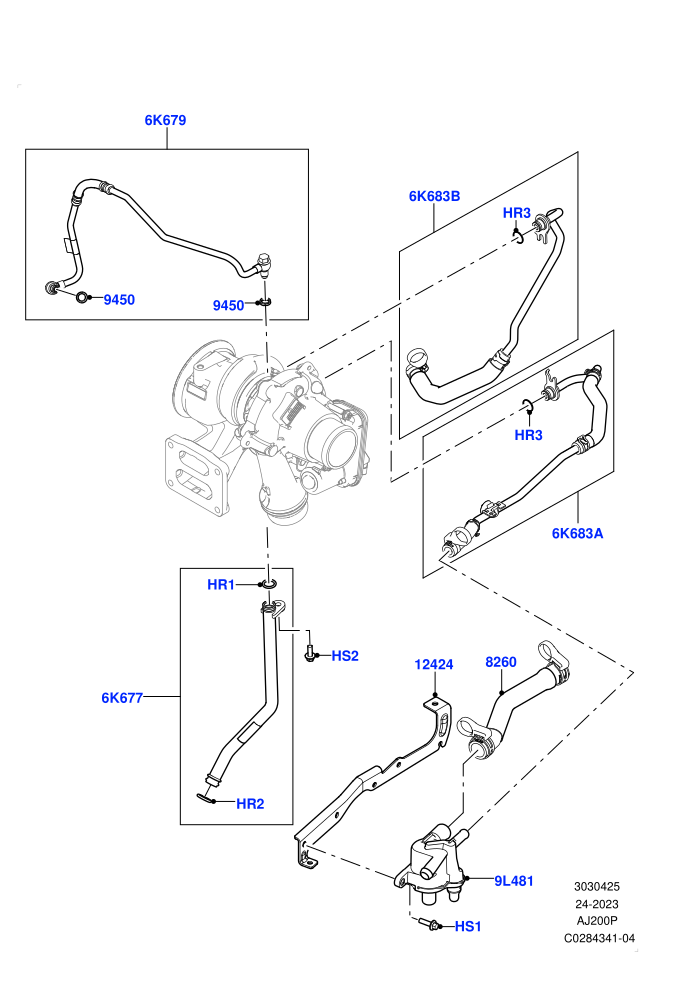 Turbocharger (2.0L I4 High DOHC AJ200 Petrol,2.0L I4 Mid DOHC AJ200 Petrol,Changsu (China))(Lubrication And Cooling)