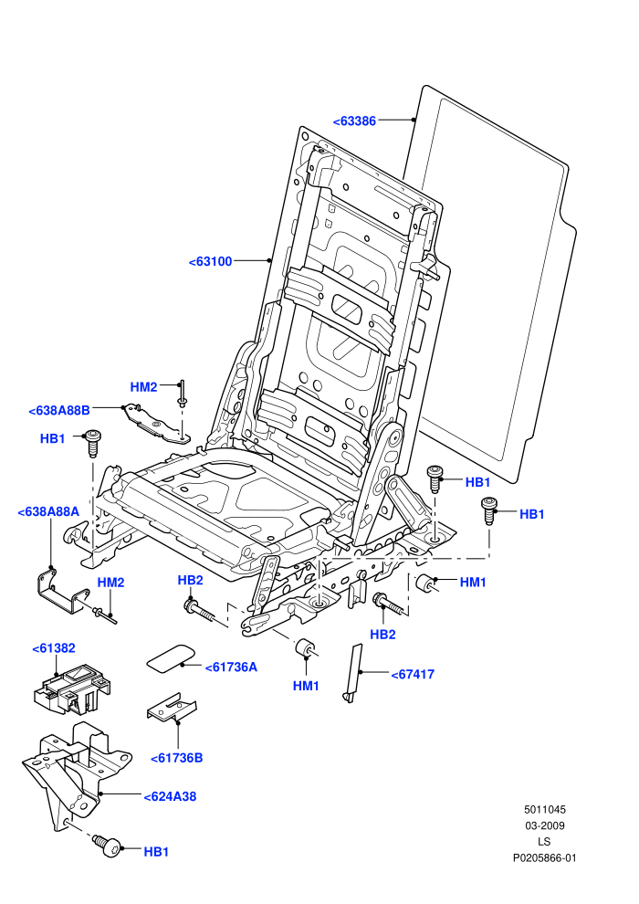 Rear Seat Frame (With 7 Seat Configuration)(Row 3)((V)FROMAA000001)