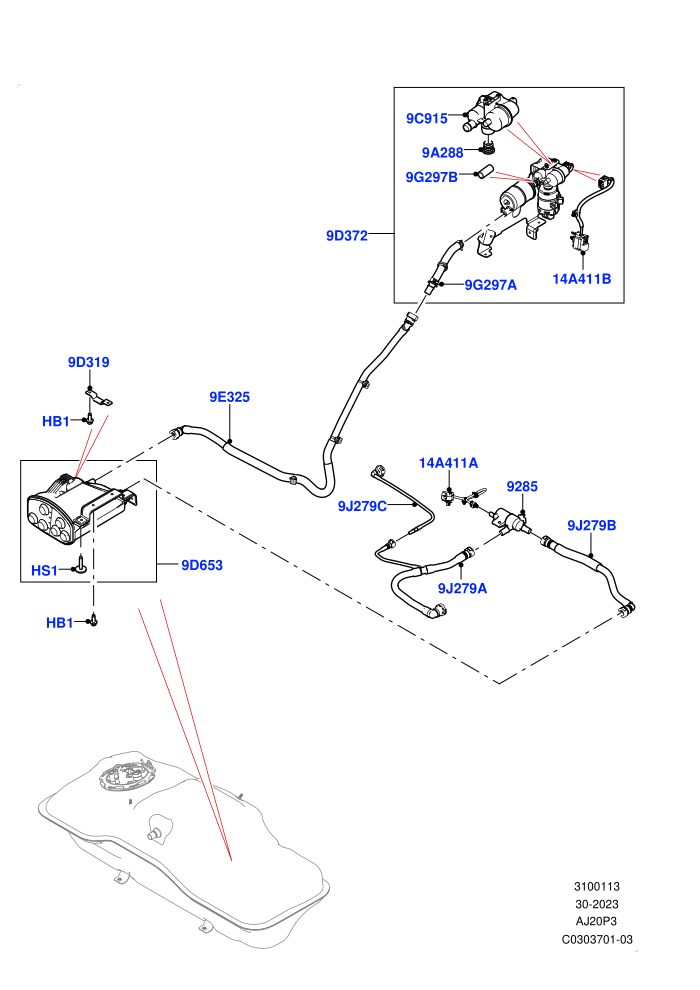 Carbon Canister (1.5L AJ20P3 Petrol High PHEV,Halewood (UK),Tank PHEV)((V)FROMLH000001)