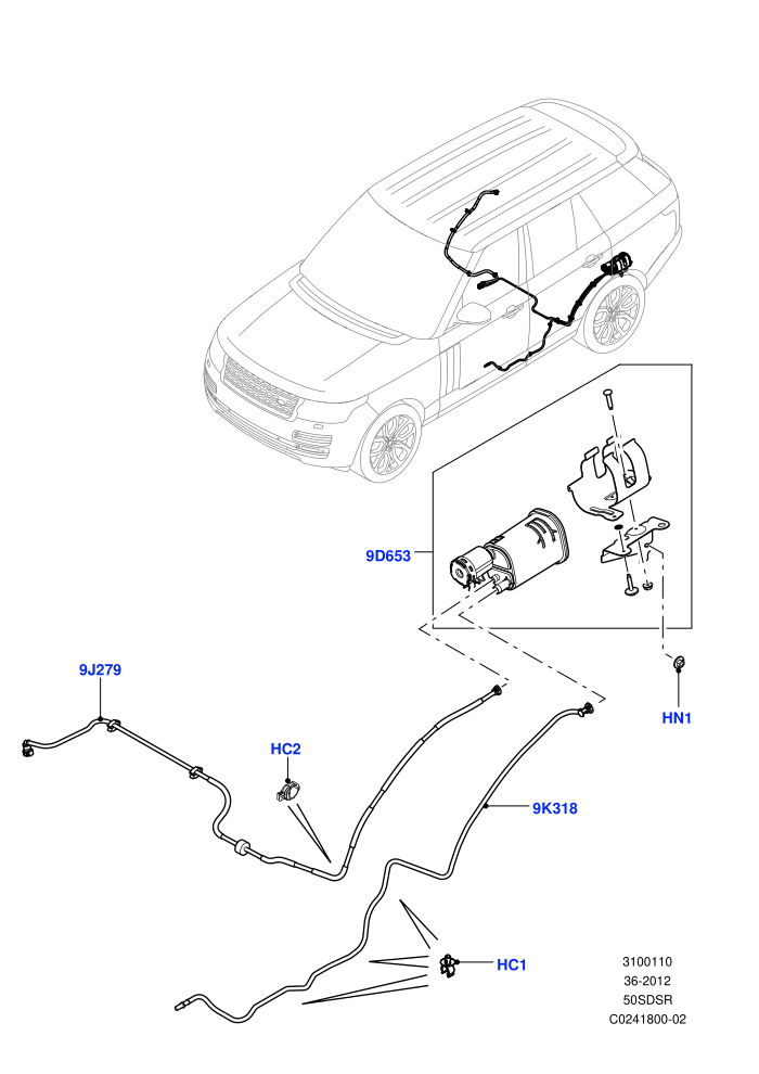 Fuel Lines (5.0 Petrol AJ133 DOHC CDA,5.0L OHC SGDI SC V8 Petrol - AJ133,EU2,EU6 Emissions,Japan Requirements,Proconve L6 Emissions,Stage V European Emissions)(Except MENA Markets,Rear)