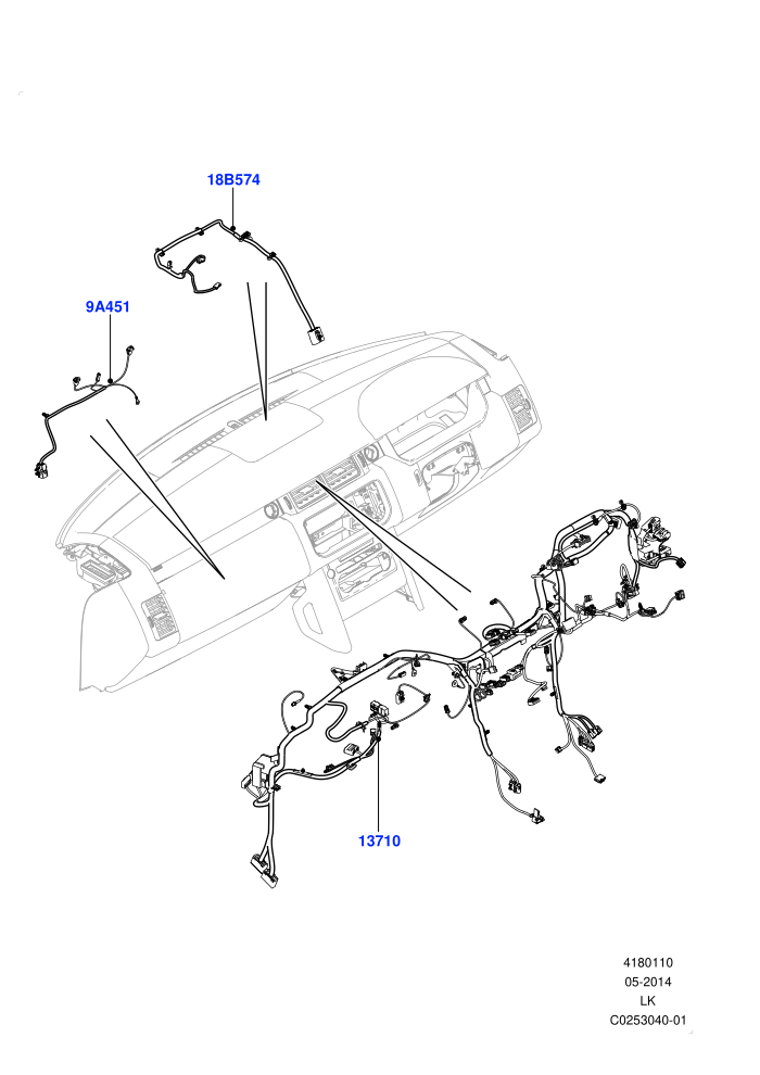 Electrical Wiring - Engine And Dash (3.0 V6 D Gen2 Mono Turbo,3.0 V6 D Gen2 Twin Turbo,3.0L 24V DOHC V6 TC Diesel,3.0L 24V V6 Turbo Diesel Std Flow,4.4L DOHC DITC V8 Diesel)(Facia)((V)TOFA999999 (V)FROMEA000001)