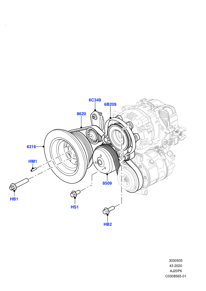 Pulleys And Drive Belts (3.0L AJ20P6 Petrol High)((V)FROMMA000001)