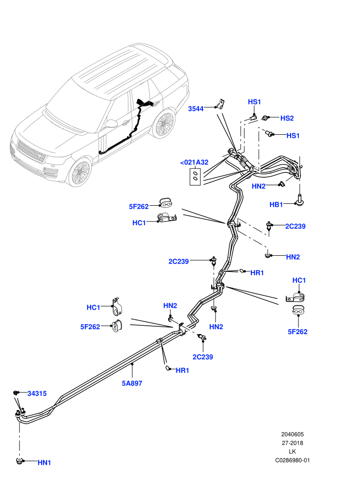 Active Anti-Roll Bar System (Electronic Air Suspension With ACE)(ARC Pipes,Rear)((V)FROMKA000001)