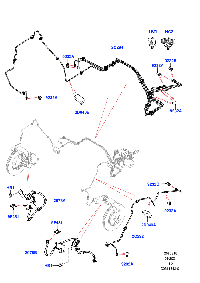 Front Brake Pipes (LHD)(Nitra Plant Build)((V)FROMM2000001)