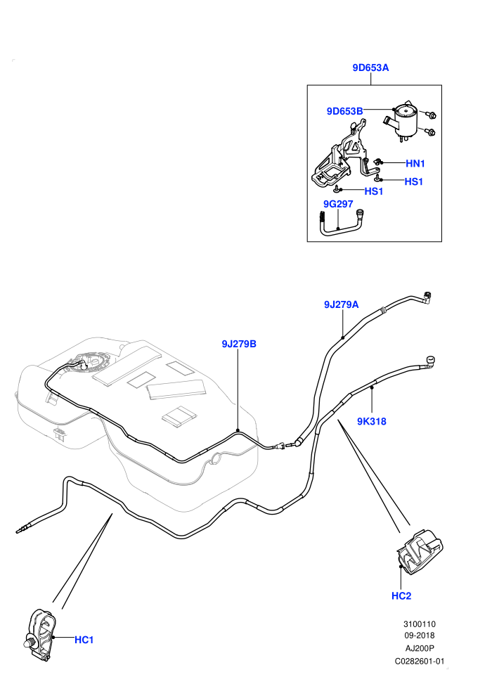 Fuel Lines (2.0L I4 Mid AJ200 Petrol E100,2.0L I4 Mid DOHC AJ200 Petrol,Itatiaia (Brazil))(Rear)((V)FROMJT000001)