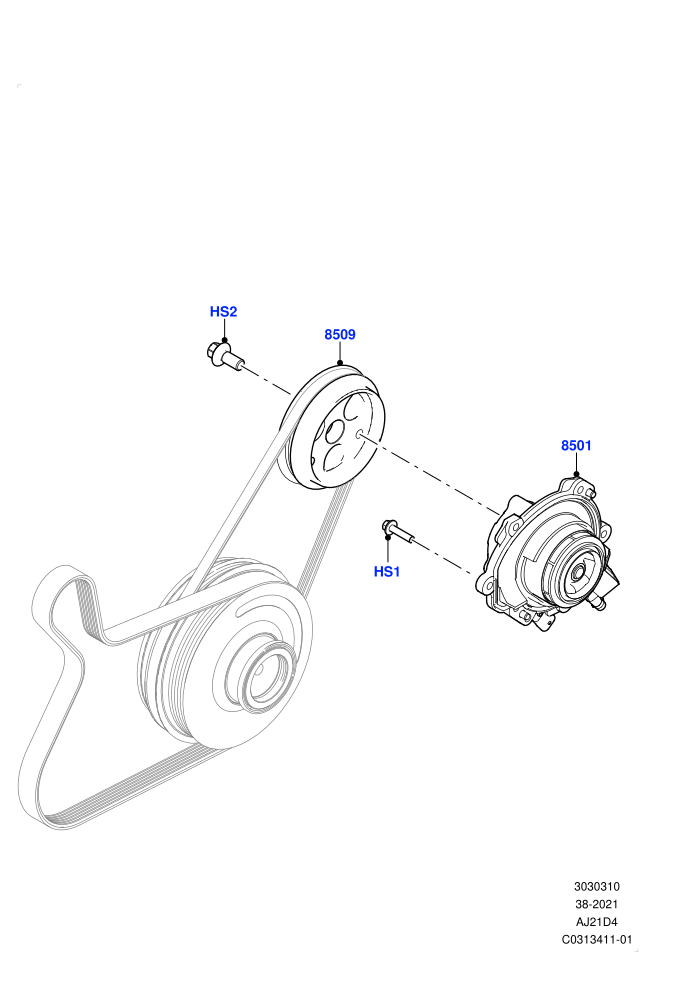 Water Pump (2.0L AJ21D4 Diesel Mid,Electric Engine Battery-MHEV,Itatiaia (Brazil))