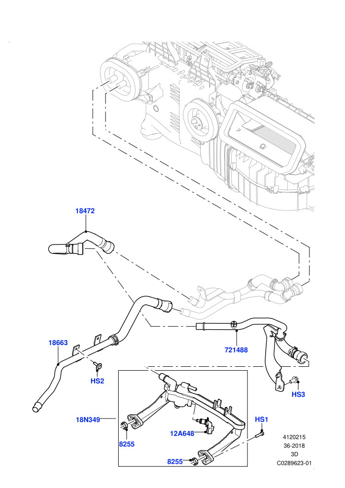 Heater Hoses (3.0L DOHC GDI SC V6 PETROL,Less Auxiliary Coolant Pumps,Less Heater,With Fresh Air Heater,With Ptc Heater)(Nitra Plant Build)((V)FROMK2000001)