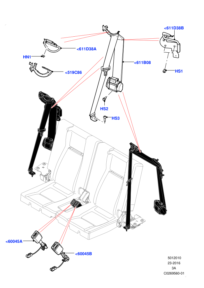 Rear Seat Belts (60/40 Load Through With Slide,Itatiaia (Brazil),Third Row Dual Individual Seat,With 3rd Row Double Seat)((V)FROMGT000001)