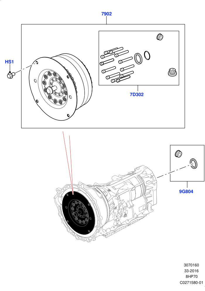 Converter (2.0L I4 DSL HIGH DOHC AJ200,8 Speed Auto Trans ZF 8HP70 4WD)(Solihull Plant Build)((V)FROMAA000001)
