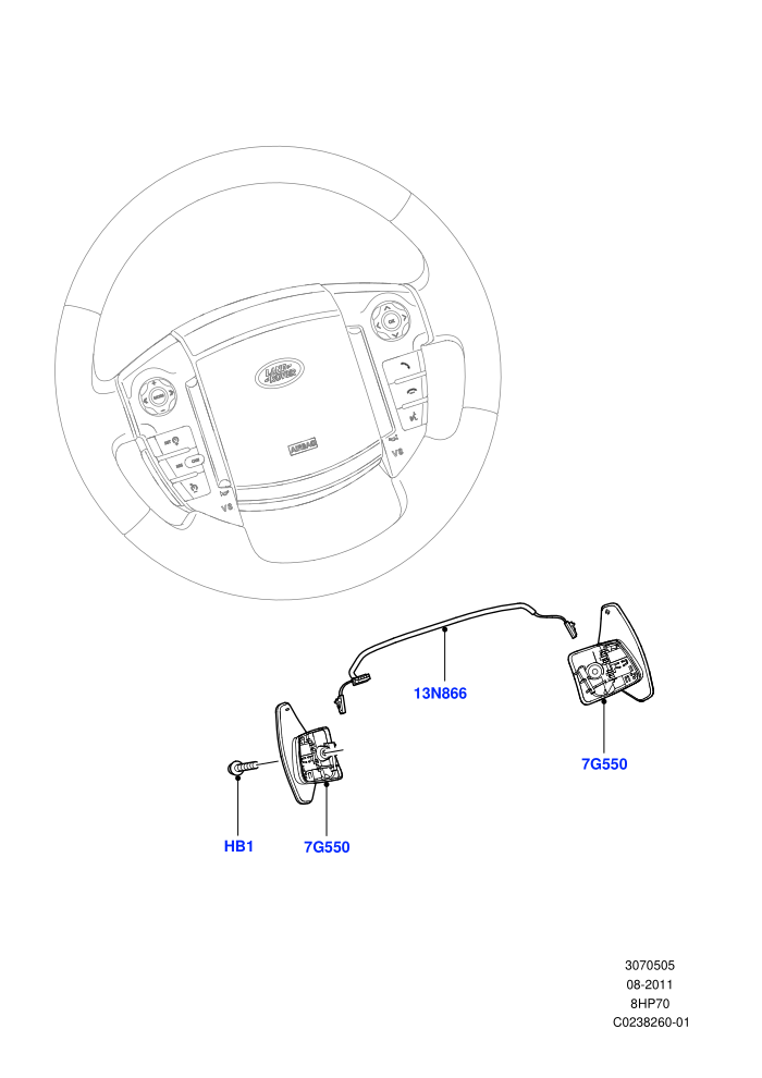 Gear Change-Automatic Transmission (3.0 V6 D Gen2 Twin Turbo,3.0 V6 Diesel,3.0L DOHC GDI SC V6 PETROL,8 Speed Auto Trans ZF 8HP70 4WD)(Steering Wheel)((V)FROMCA000001)