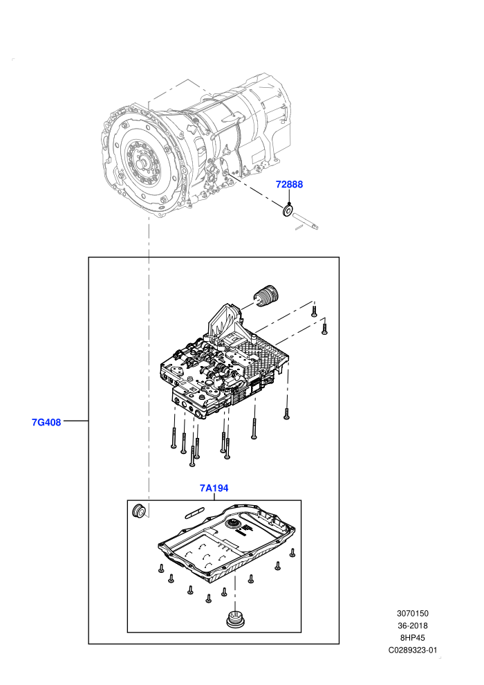 Valve Body - Main Control & Servo's (8 Speed Auto Trans ZF 8HP45)(Nitra Plant Build,Transmission Control Valve)((V)FROMK2000001)