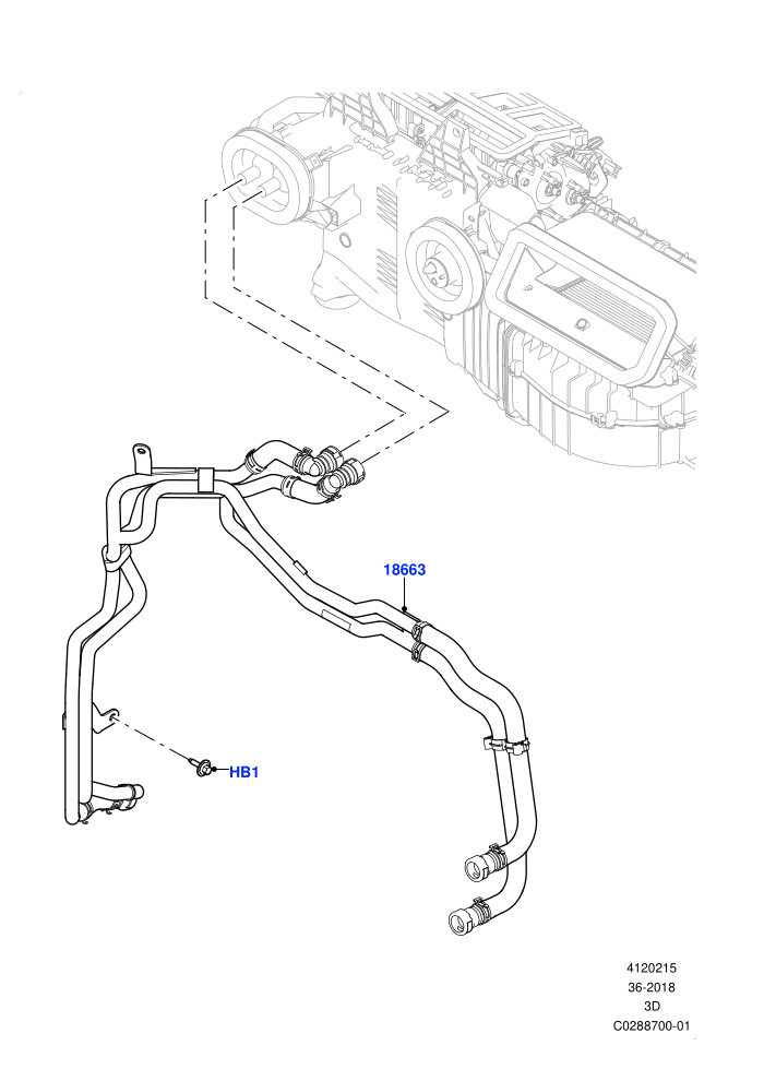 Heater Hoses (2.0L I4 DSL HIGH DOHC AJ200,2.0L I4 DSL MID DOHC AJ200,Less Heater,Premium Air Conditioning-Front/Rear,With Ptc Heater)(Nitra Plant Build)((V)FROMK2000001)