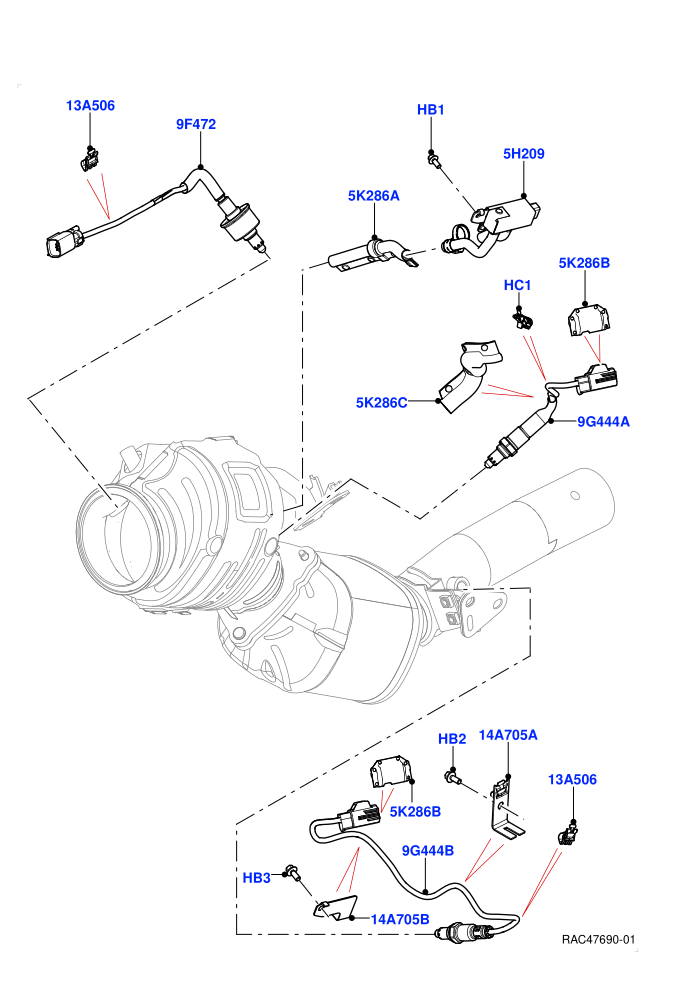 Exhaust Sensors And Modules (3.0L AJ20P6 Petrol High,Beijing 6 Petrol Emission,EU6D - Final (Petrol) Emission,EU6E EB Emission)((V)FROMMA000001)