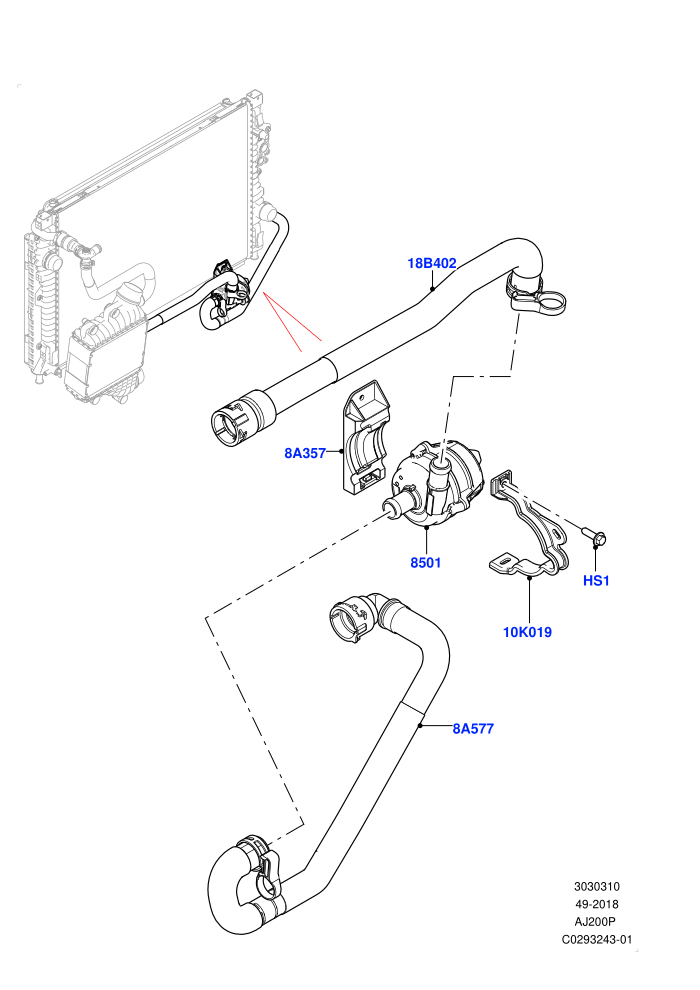 Water Pump (2.0L AJ20P4 Petrol High PTA,Halewood (UK))(Auxiliary Unit)