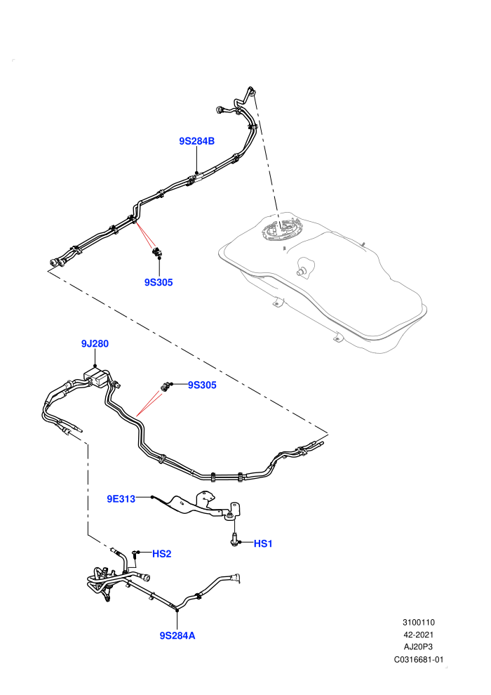 Fuel Lines (1.5L AJ20P3 Petrol High PHEV,Changsu (China),Long Wheelbase)((V)FROMMG575835)