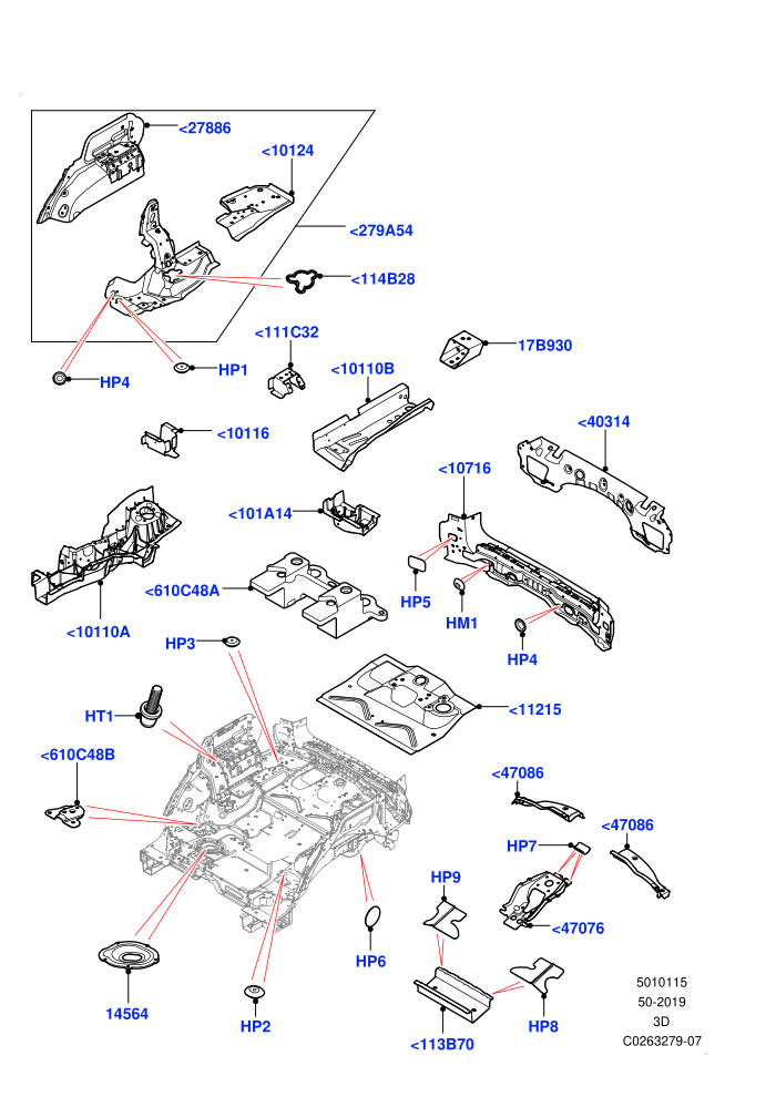 Floor Pan - Centre And Rear (Solihull Plant Build)((V)FROMHA000001)