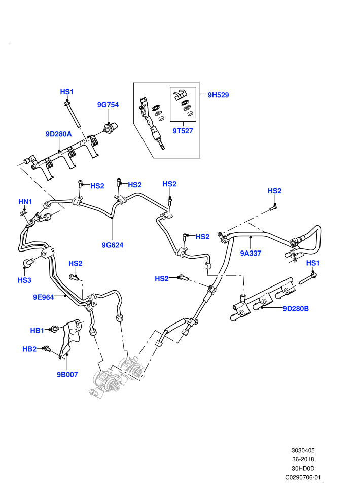 Fuel Injectors And Pipes (3.0L DOHC GDI SC V6 PETROL)(Nitra Plant Build)((V)FROMK2000001)