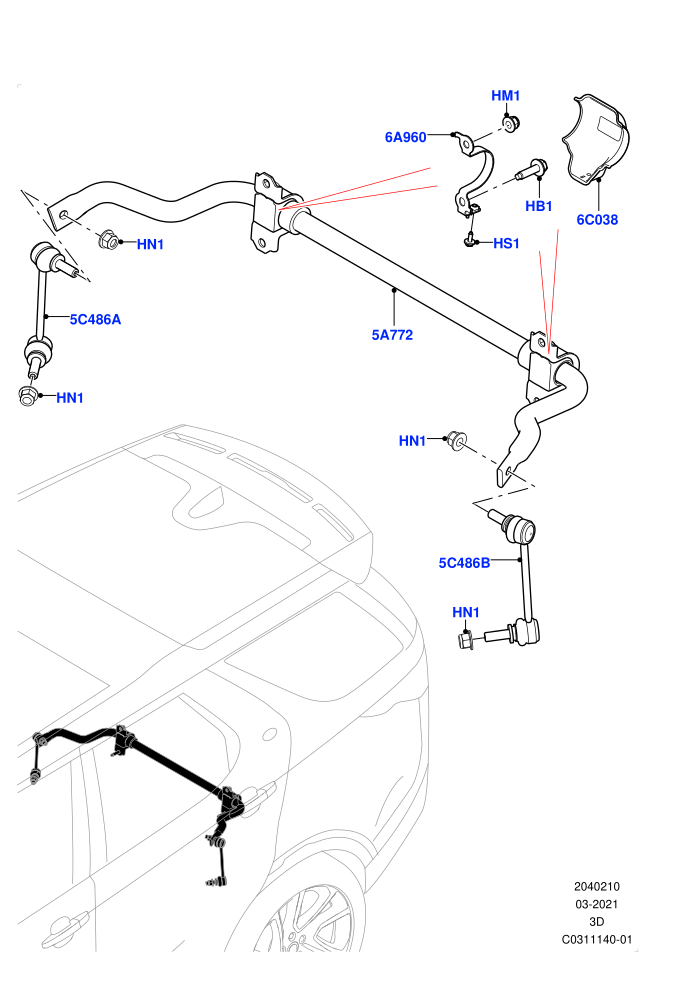 Rear Cross Member & Stabilizer Bar (Conventional Stabilizer Bar,Nitra Plant Build)((V)FROMM2000001)