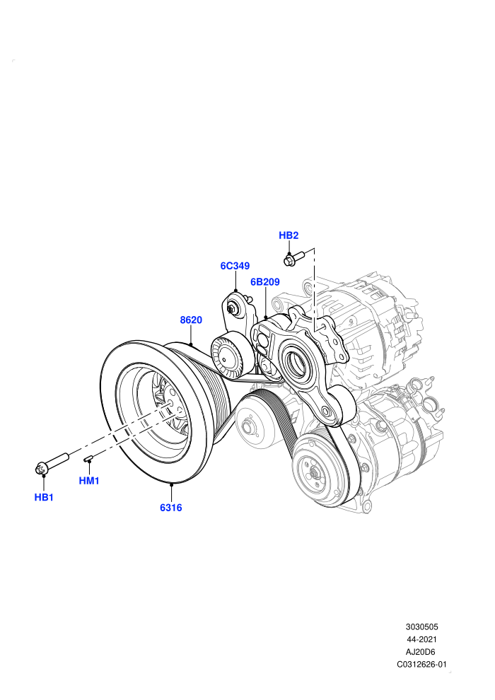 Pulleys And Drive Belts (3.0L AJ20D6 Diesel High)((V)TORA999999)