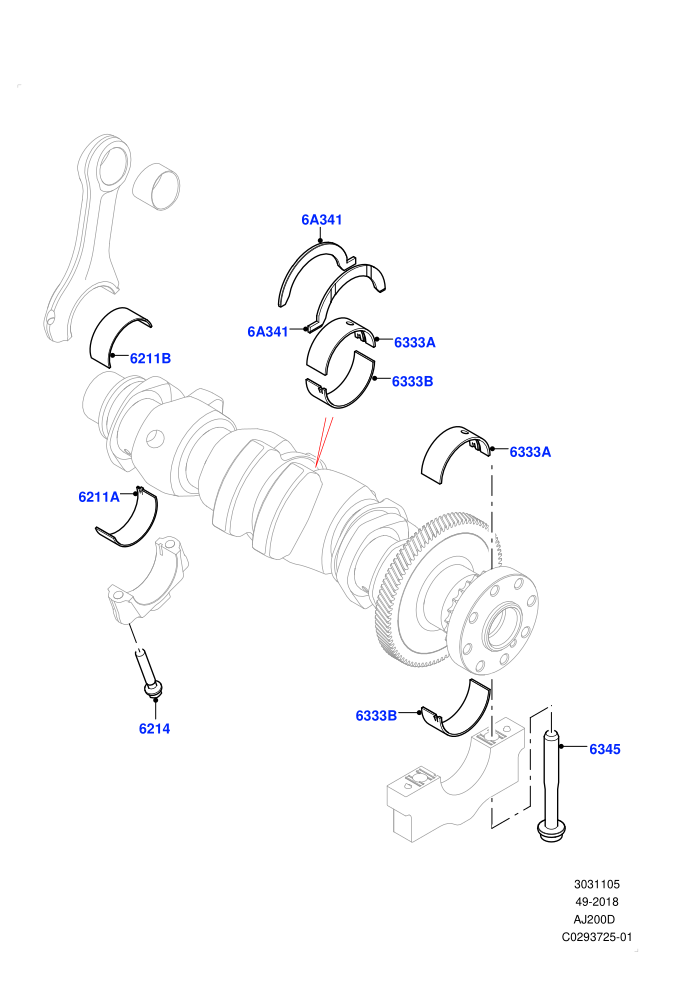 Crankshaft/Pistons And Bearings (2.0L AJ20D4 Diesel High PTA,2.0L AJ20D4 Diesel LF PTA,2.0L AJ20D4 Diesel Mid PTA,Halewood (UK))