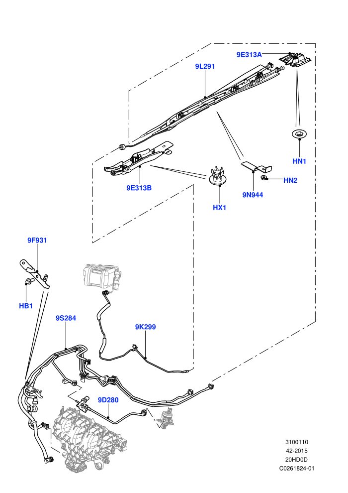 Fuel Lines (2.0L 16V TIVCT T/C 240PS Petrol,Changsu (China))(Centre And Front)((V)FROMEG000001)
