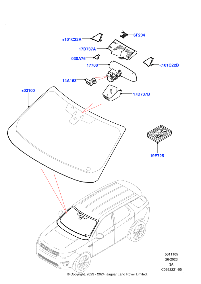 Windscreen/Inside Rear View Mirror (Changsu (China))((V)FROMFG000001)