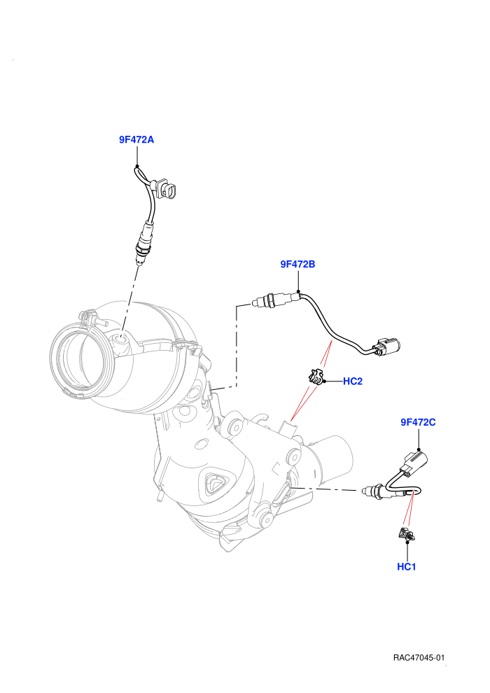 Exhaust Sensors And Modules (2.0L AJ200P Hi PHEV,2.0L I4 High DOHC AJ200 Petrol,Japan DBA Emissions,Japan Requirements,SULEV Requirements)(Nitra Plant Build)((V)FROMK2000001)