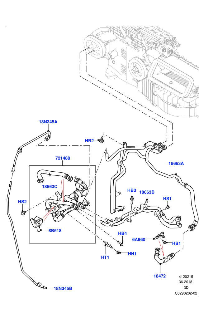 Heater Hoses (2.0L I4 High DOHC AJ200 Petrol,Less Heater,Premium Air Conditioning-Front/Rear,With Ptc Heater)(Nitra Plant Build)((V)FROMK2000001)