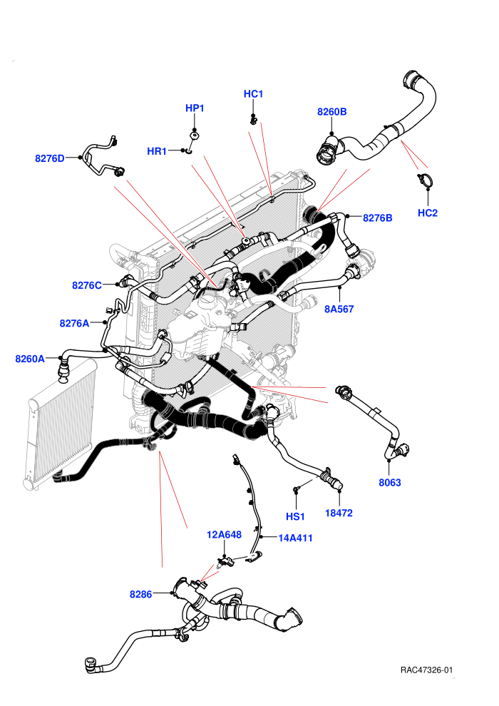 Cooling System Pipes And Hoses (3.0L AJ20P6 Petrol PHEV,With Standard Engine Cooling System)((V)FROMRA000001)