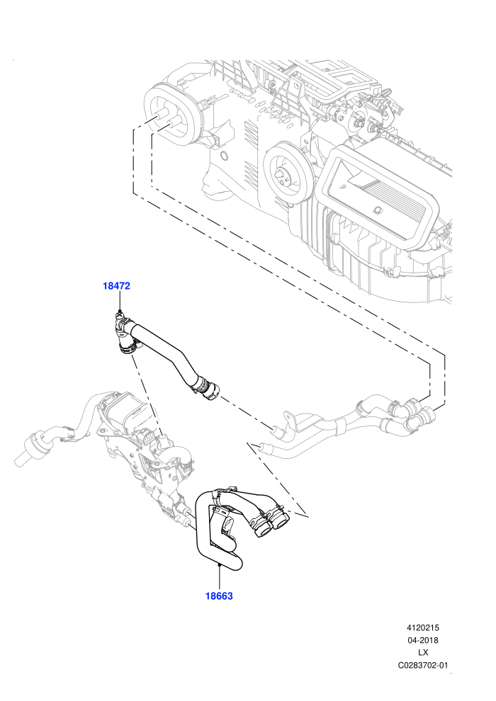 Heater Hoses (4.4L DOHC DITC V8 Diesel,Park Heating With Remote Control)(Front)((V)TOJA999999 (V)FROMJA000001)
