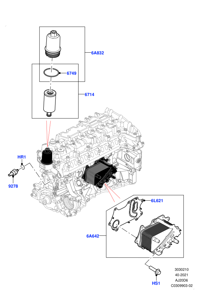 Oil Cooler And Filter (3.0L AJ20D6 Diesel High)(Nitra Plant Build)((V)FROMM2000001)