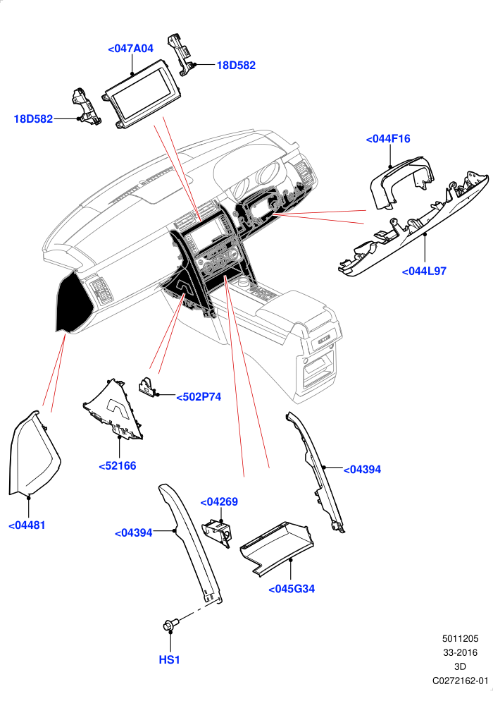 Instrument Panel (External Components,Lower,Solihull Plant Build)((V)FROMHA000001)