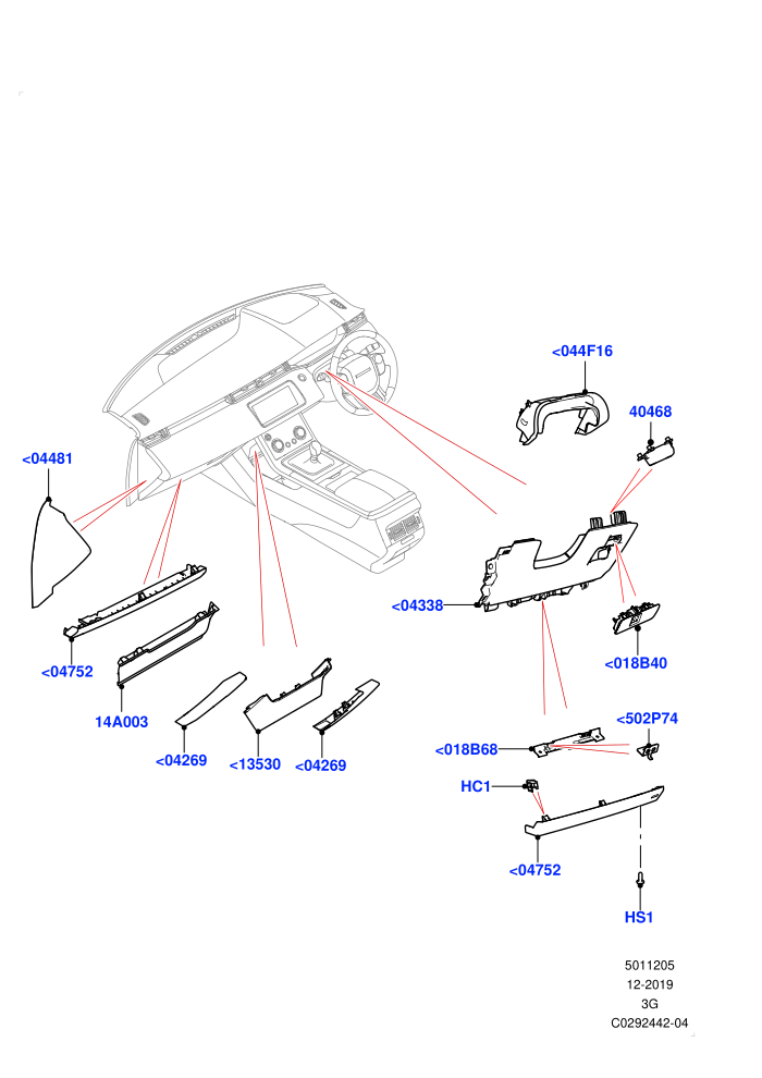 Instrument Panel (Halewood (UK))(External Components,Lower)