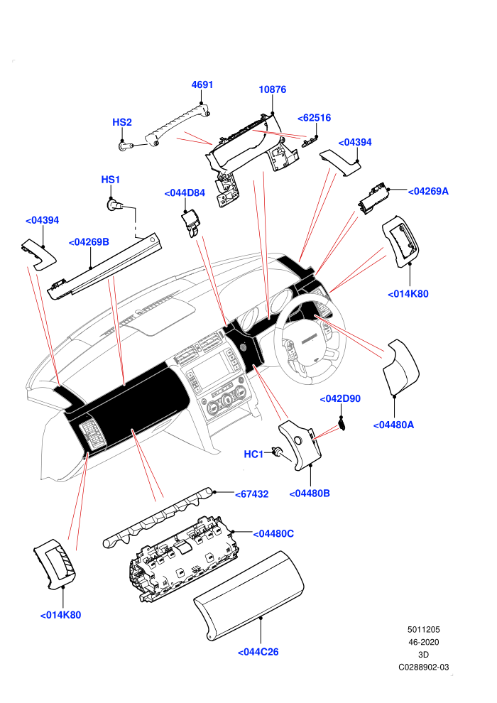 Instrument Panel (Centre,External Components,Nitra Plant Build)((V)FROMK2000001)