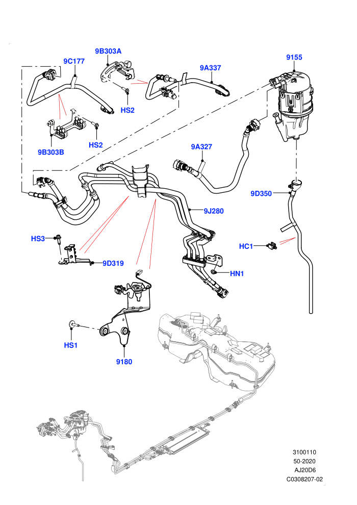 Fuel Lines (3.0L AJ20D6 Diesel High)(Front)((V)FROMMA000001)