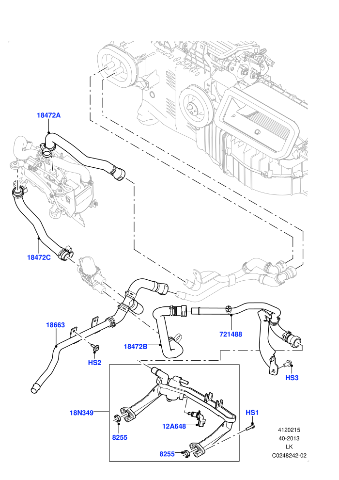 Heater Hoses (3.0L DOHC GDI SC V6 PETROL,With Fresh Air Heater,With Fuel Fired Heater)(Front)((V)TOHA999999 (V)FROMEA000001)