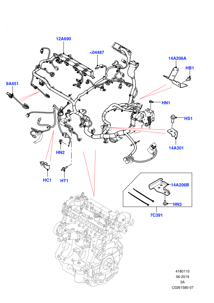 Electrical Wiring - Engine And Dash (2.0L I4 DSL HIGH DOHC AJ200,2.0L I4 DSL MID DOHC AJ200,Halewood (UK))(Engine)((V)TOHH999999 (V)FROMGH000001)