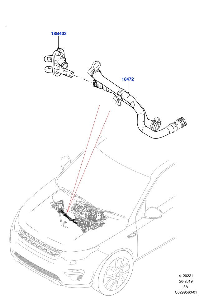 Auxiliary Heater Hoses (Fuel Fired Heater With Park Heat,Fuel Heater W/Pk Heat With Remote,Halewood (UK),With Fuel Fired Heater)((V)TOLH999999 (V)FROMLH000001)