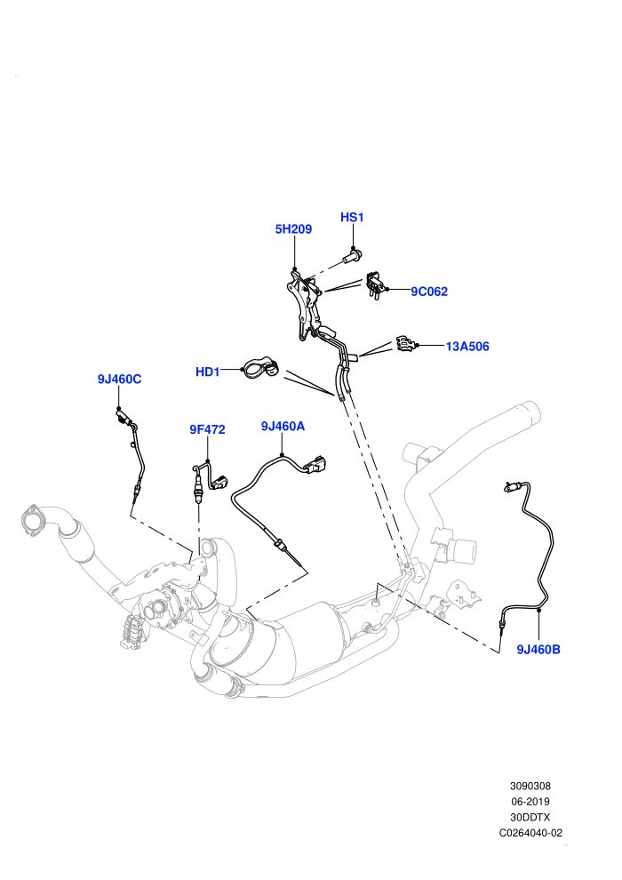 Exhaust Sensors And Modules (3.0 V6 D Gen2 Twin Turbo,Proconve L6 Emissions,Stage V Plus DPF)((V)FROMFA000001)