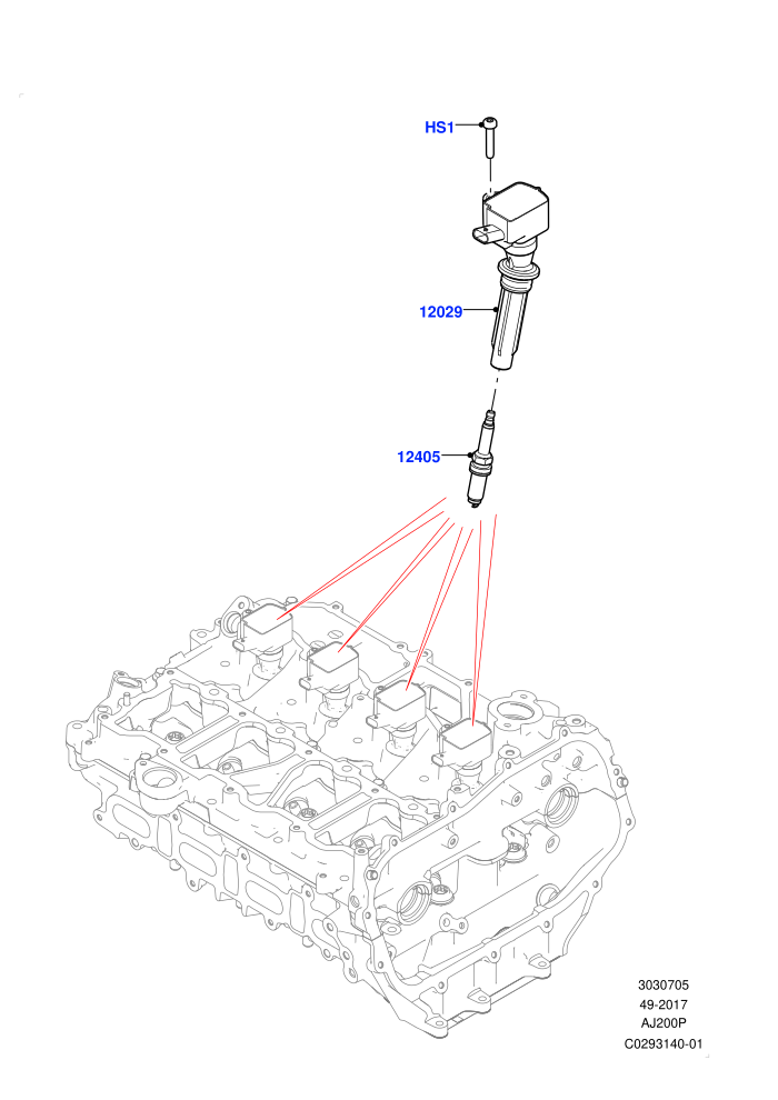 Ignition Coil And Wires/Spark Plugs (2.0L AJ20P4 Petrol E100 PTA,2.0L AJ20P4 Petrol High PTA,2.0L AJ20P4 Petrol Mid PTA,Halewood (UK))