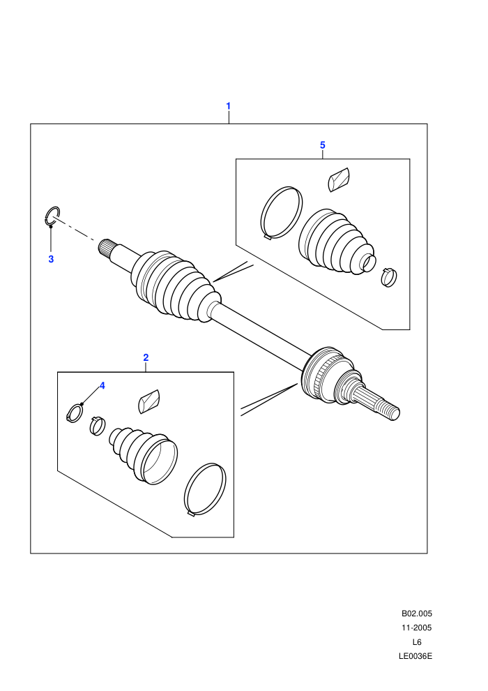 Drive Shaft - Front Axle Drive (2.5 KV6 Petrol,M47 2.0L I4 16V Diesel)((V)FROM1A000001)