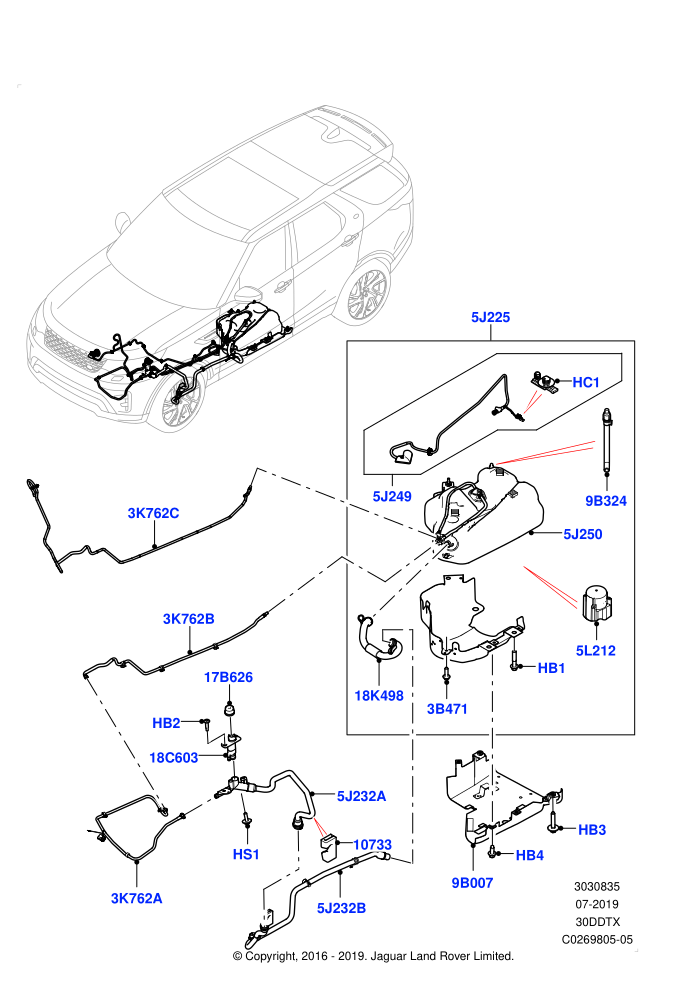 Exhaust Fluid Injection System (3.0 V6 Diesel,With Diesel Exh Fluid Emission Tank)(Solihull Plant Build,Tank and Lines)((V)FROMHA000001)