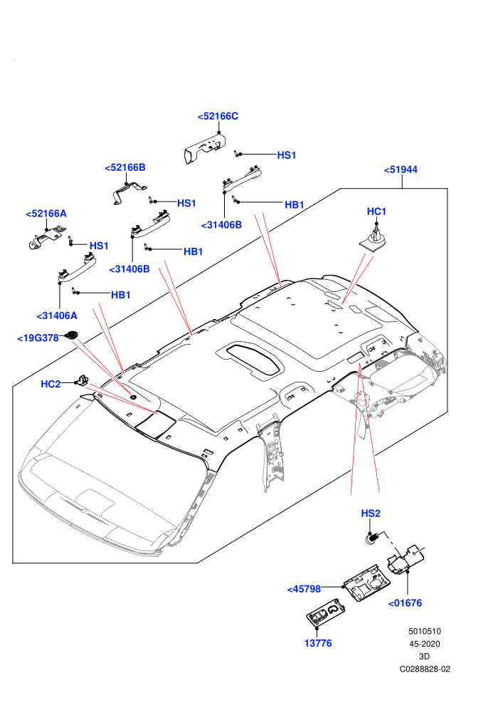 Headlining And Sun Visors (Less 3rd Row Rear Seat,Less Commercial Model Spec,Less Panorama Roof,With 3rd Row Double Seat,With 7 Seat Configuration,With Third Row Power Folding Seat)(Nitra Plant Build)((V)FROMK2000001)