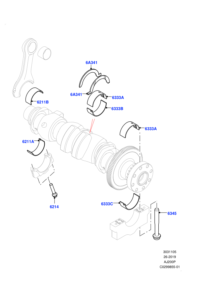 Crankshaft/Pistons And Bearings (2.0L AJ20P4 Petrol Mid PTA,Changsu (China))