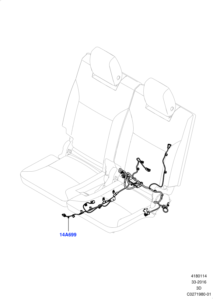 Wiring - Seats (With 7 Seat Configuration)(3rd Row,Rear Seats,Solihull Plant Build)((V)FROMHA000001)