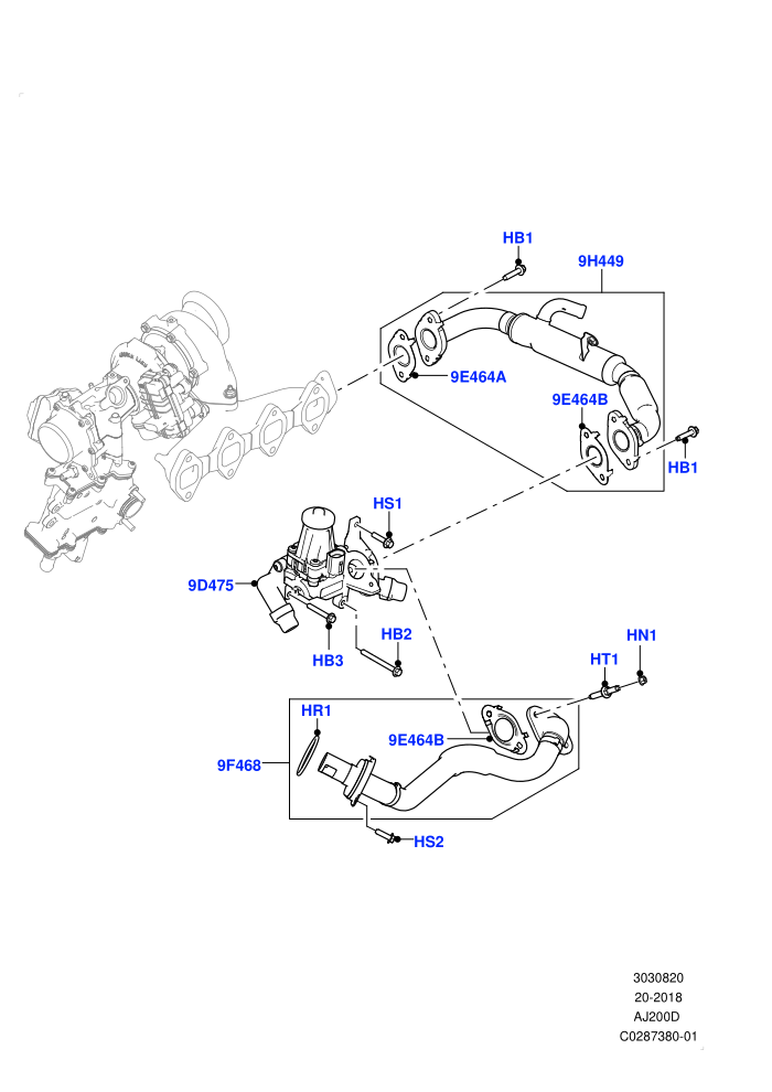 Exhaust Gas Recirculation (2.0L I4 DSL MID DOHC AJ200,DPF + DE-SOX,Japanese Emission + DPF,L6 Diesel Emissions,Stage V Plus DPF)(LH Side)((V)FROMKA000001)